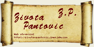 Života Pantović vizit kartica